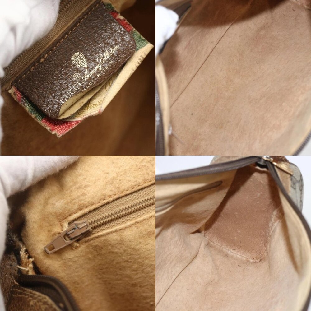GUCCI GG Supreme Web Sherry Line Bag PVC Beige Gold 89 02 017 Auth BA8189 - Picture 14 of 15